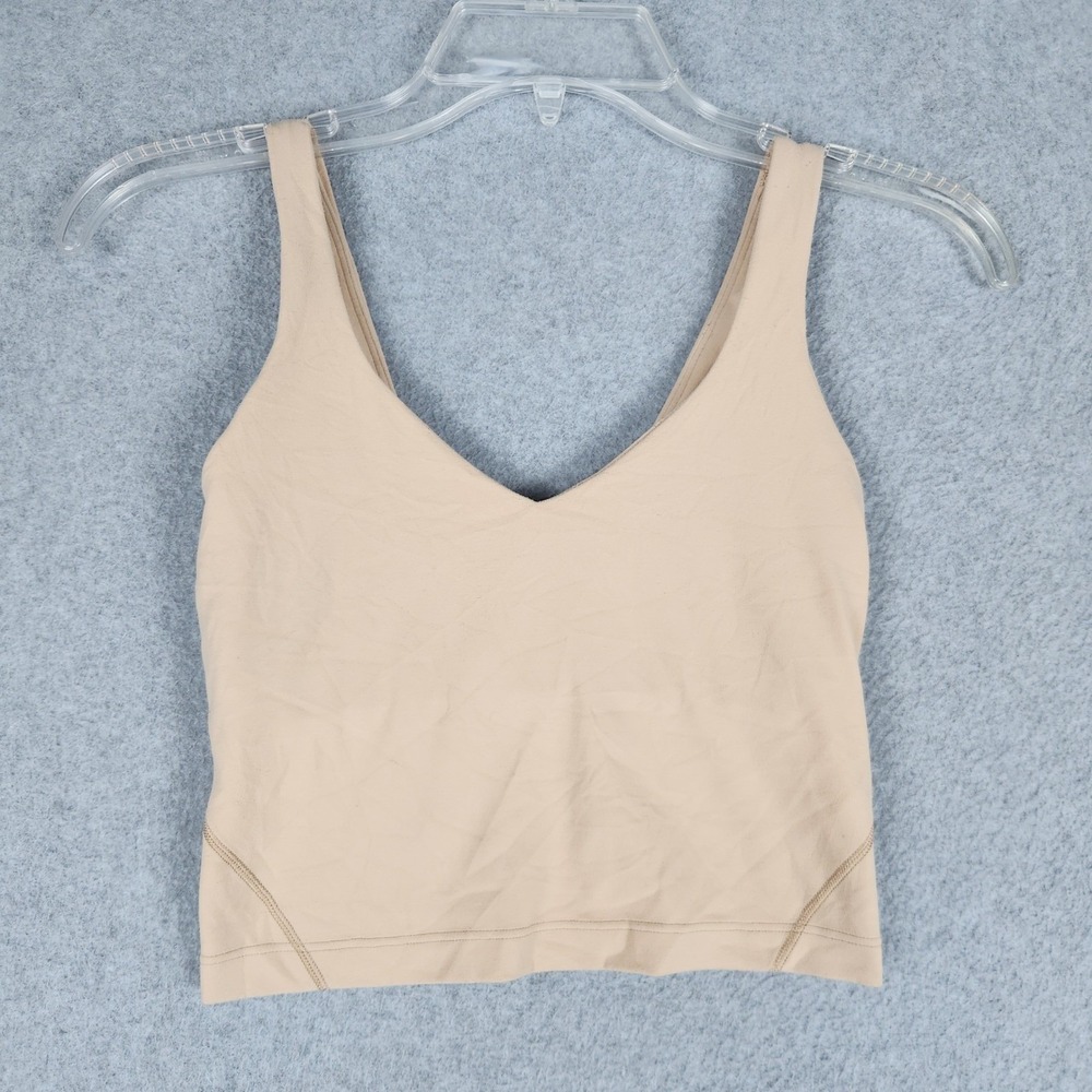 Lululemon Align Tank Top Womens Size 2 Beige Cropped V-Neck Workout Athleisure
